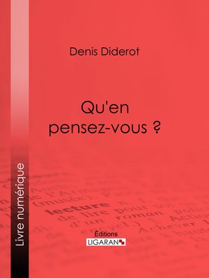 cover image of Qu'en pensez-vous ?